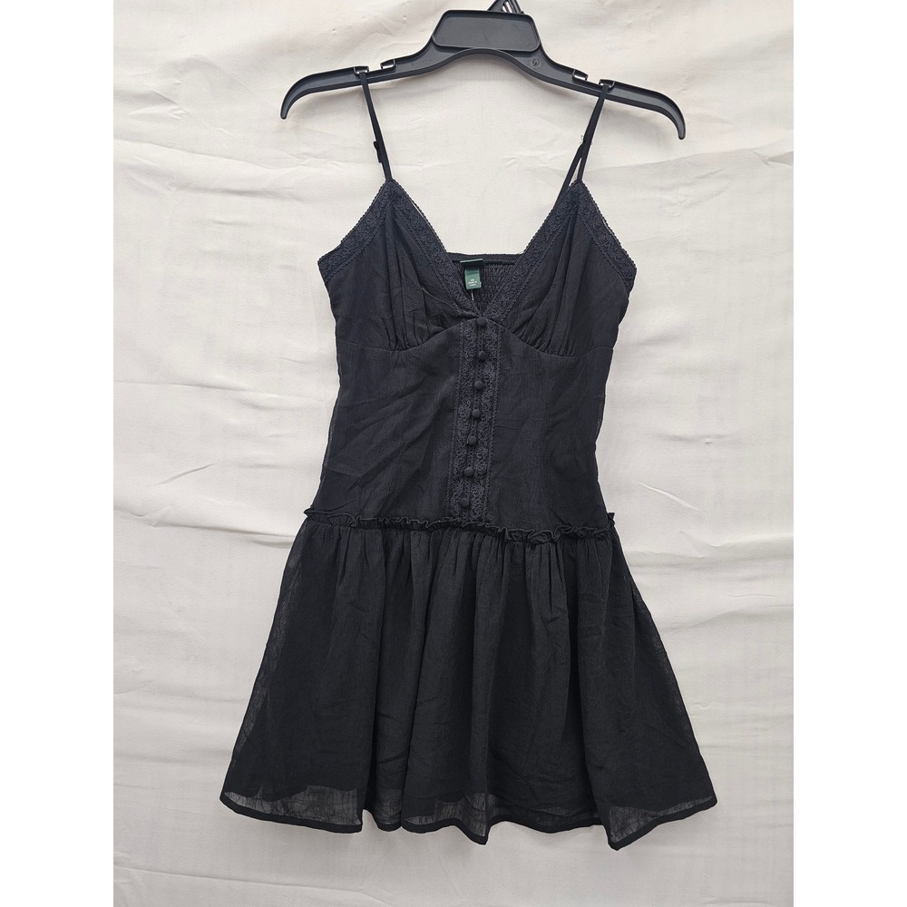 Wild Fable Womens Lace Trim Mini Dress Black Polyester Casual Size XS